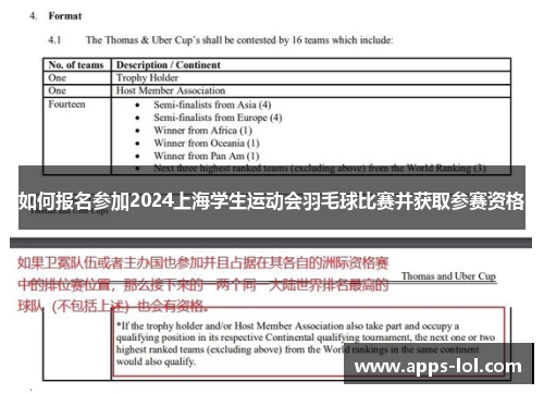如何报名参加2024上海学生运动会羽毛球比赛并获取参赛资格